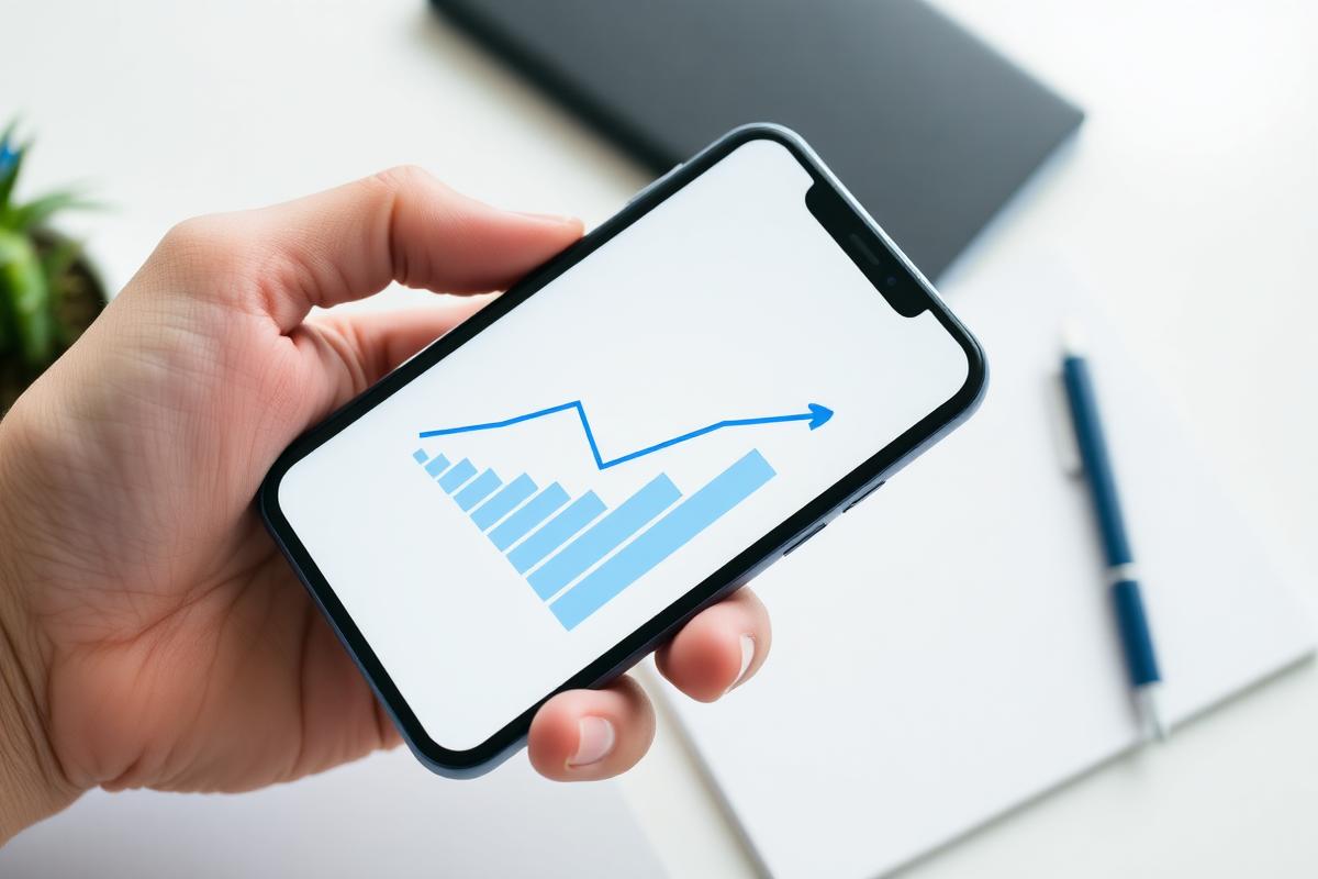 Detail obrazovky s investičními grafy a portfoliem na mobilu